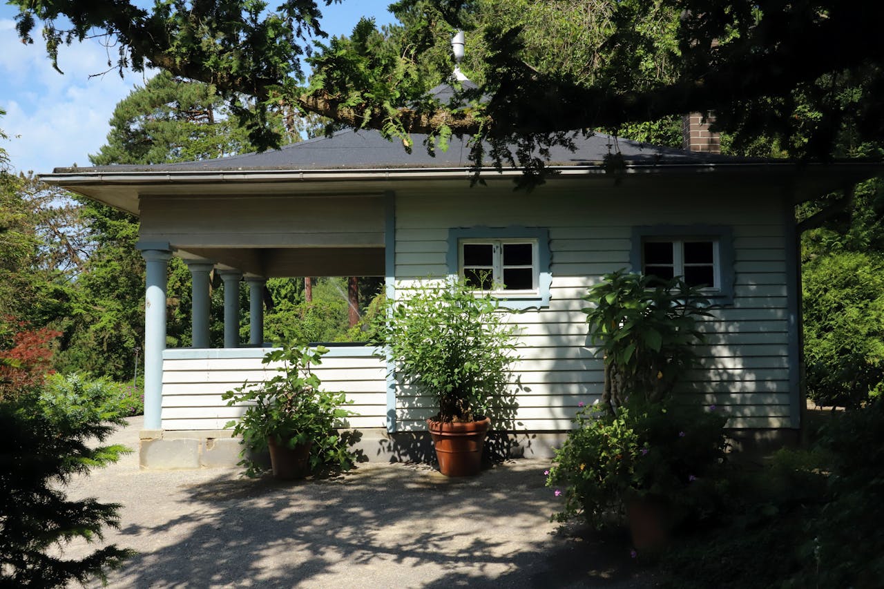 white-and-blue-house-with-green-plants-and-trees white-and-blue-house-with-green-plants-and-trees